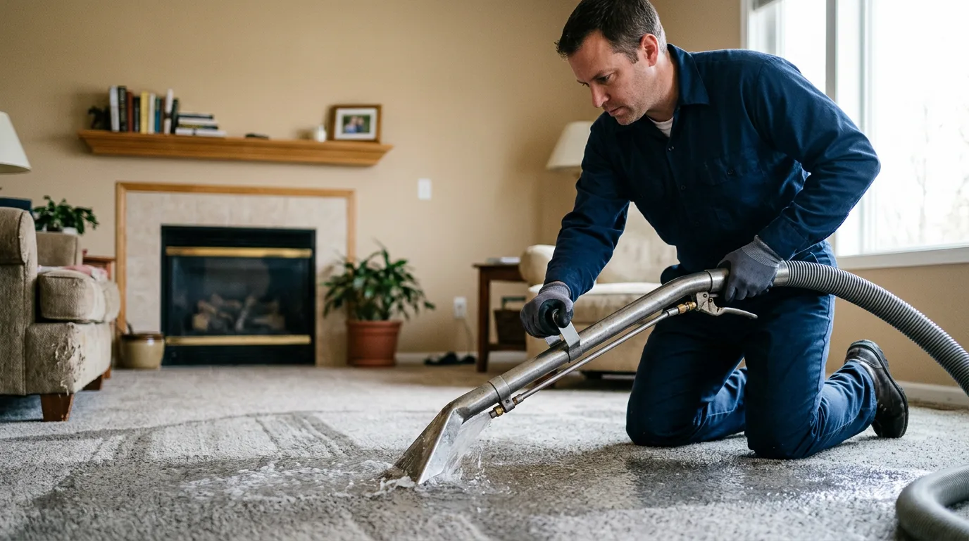 Water damage restoration technician working near Hugo, OK